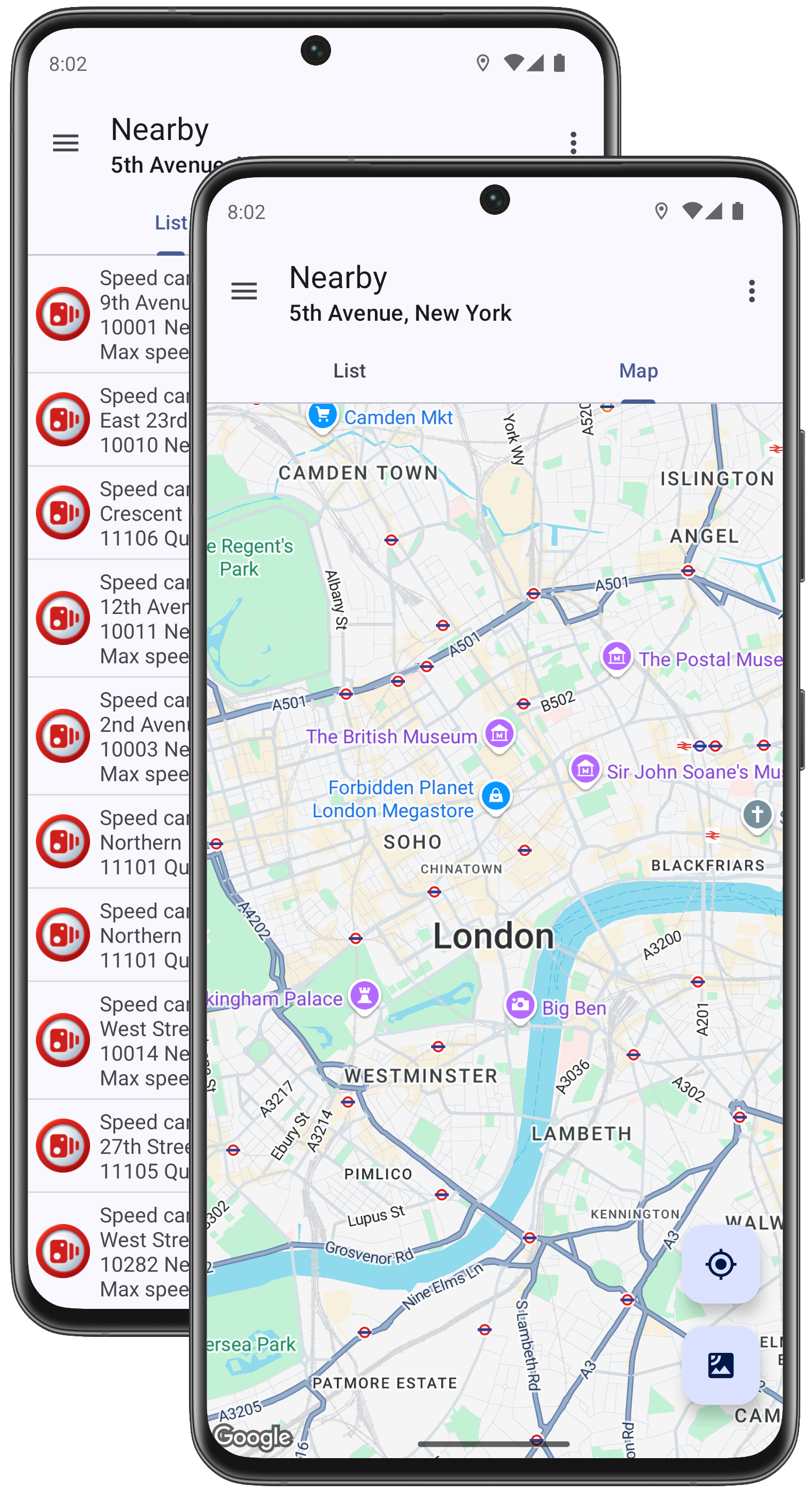 Speed cameras overview map
