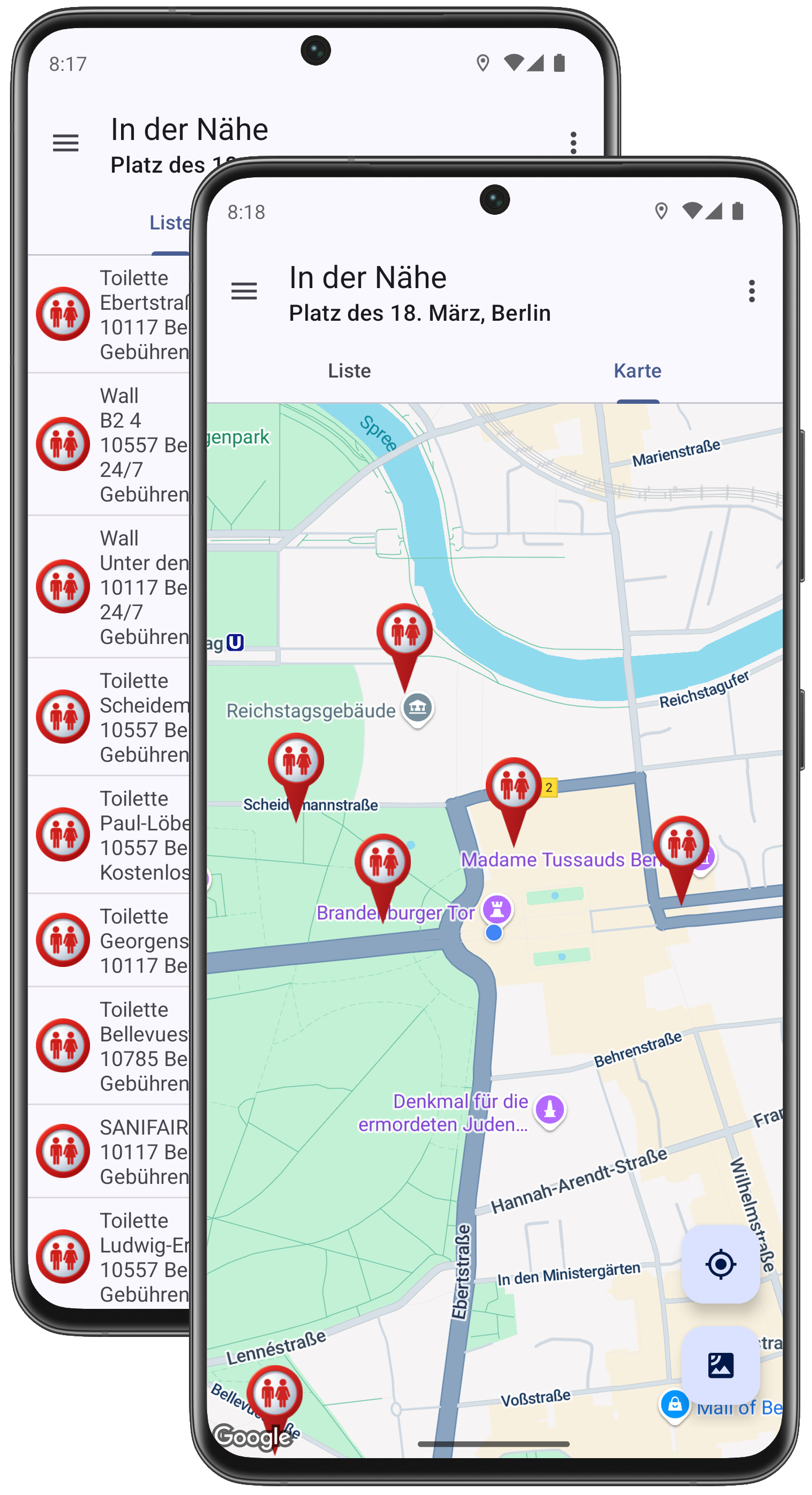 Toiletten und WC Finder