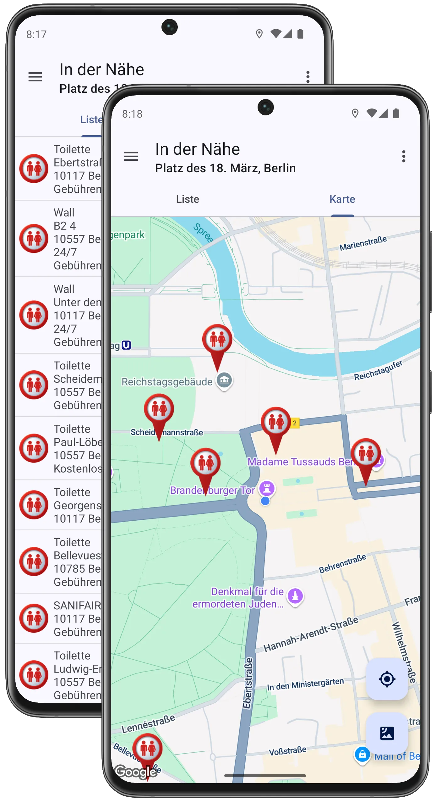 Toiletten und WC Finder